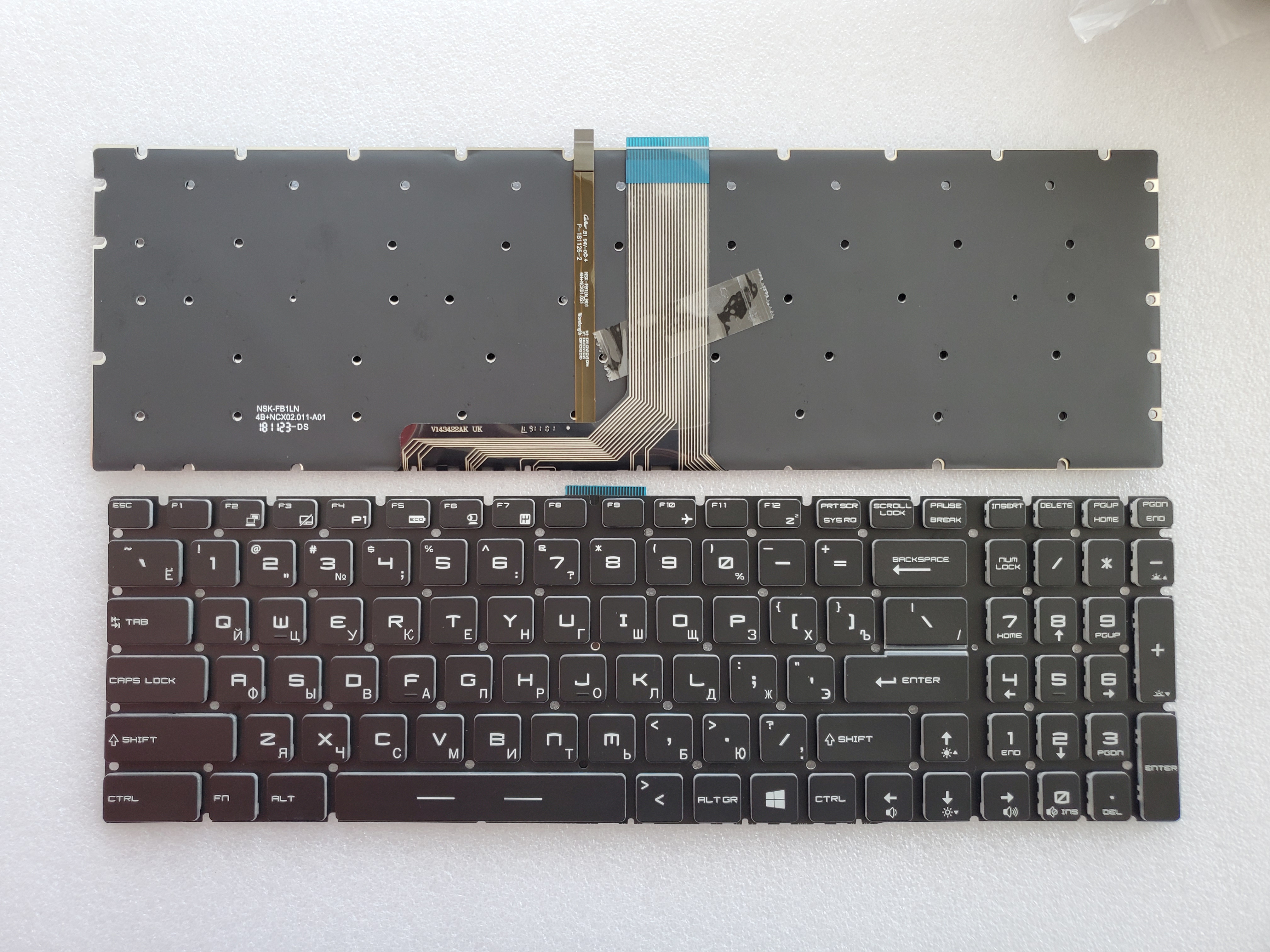 Picture of New Replacement Laptop Keyboard For MSI GS60 BLACK Backlit,White Side (OEM) RU Layout